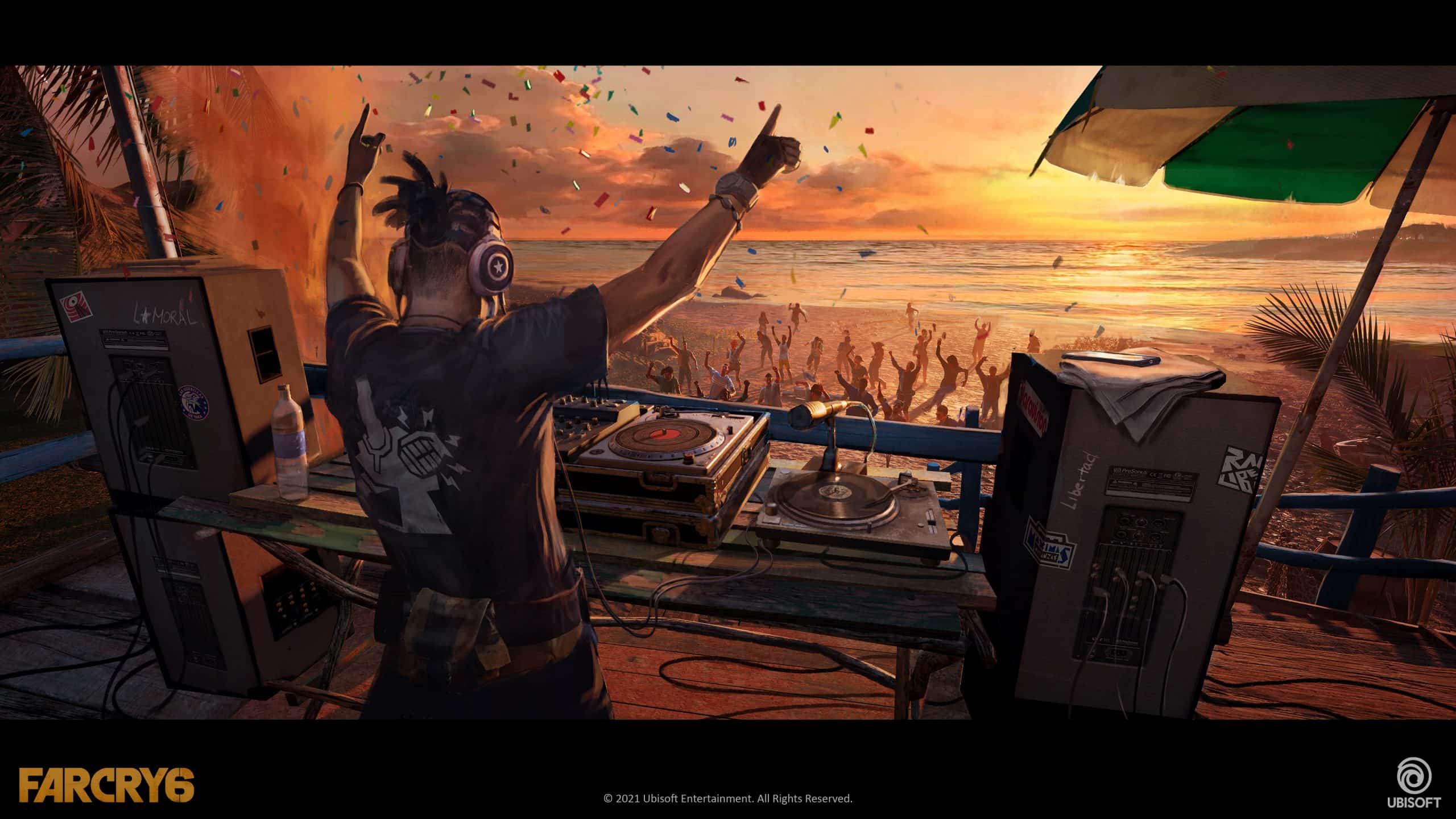 Art of DJ playing for crowd at beach