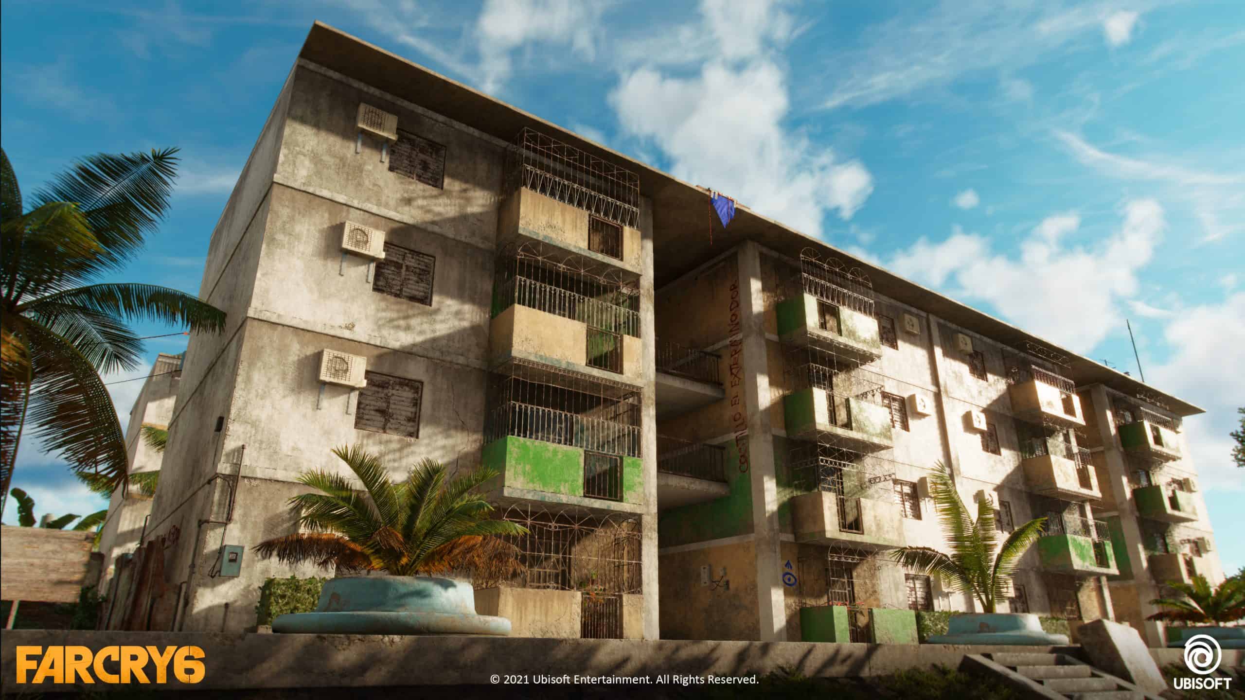 Far Cry 6 art, soviet-style apartment block