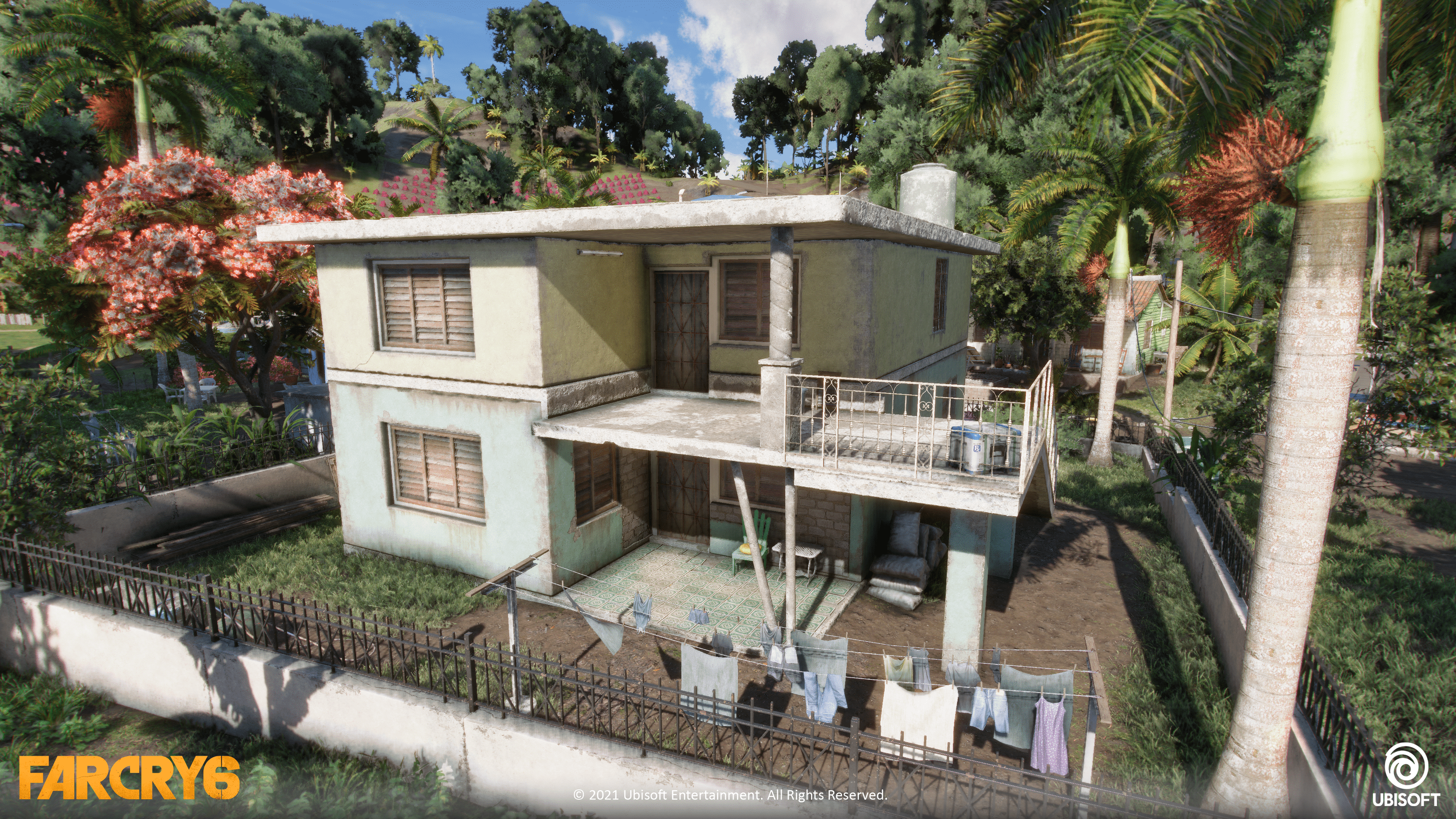 Far Cry 6 art, two-storey house