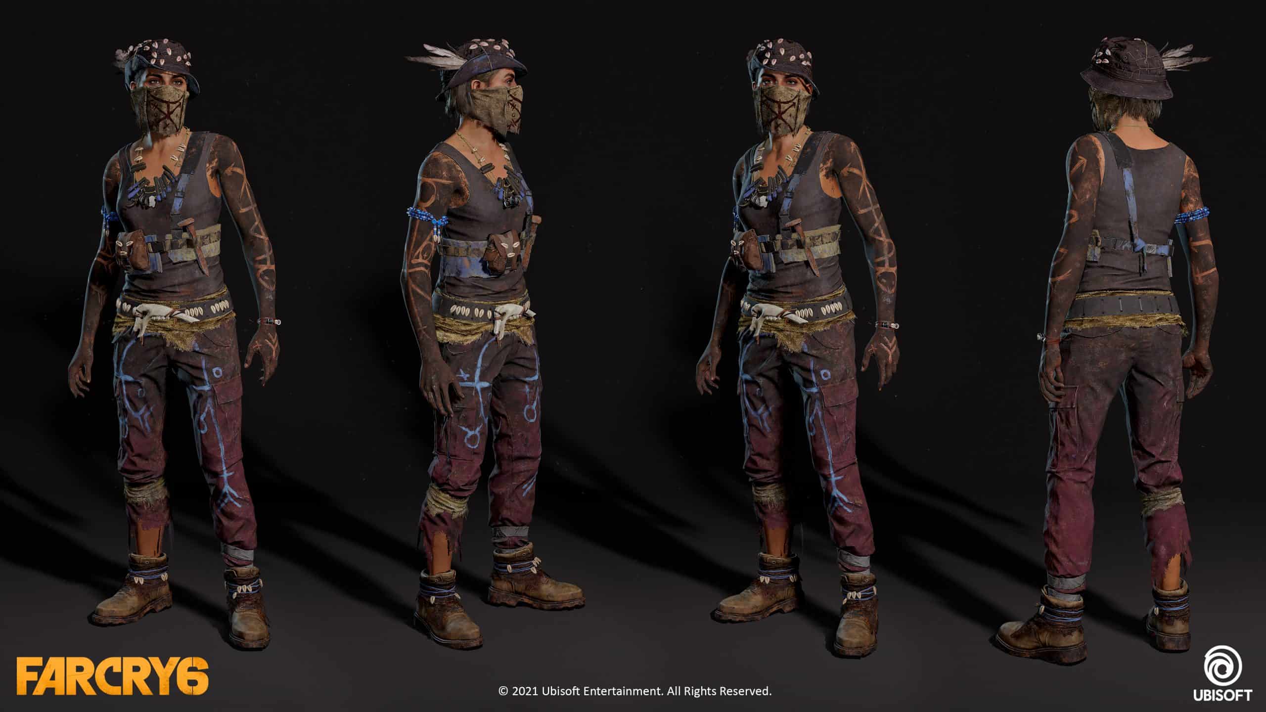 Far Cry 6 art, female Dani in Triada gear